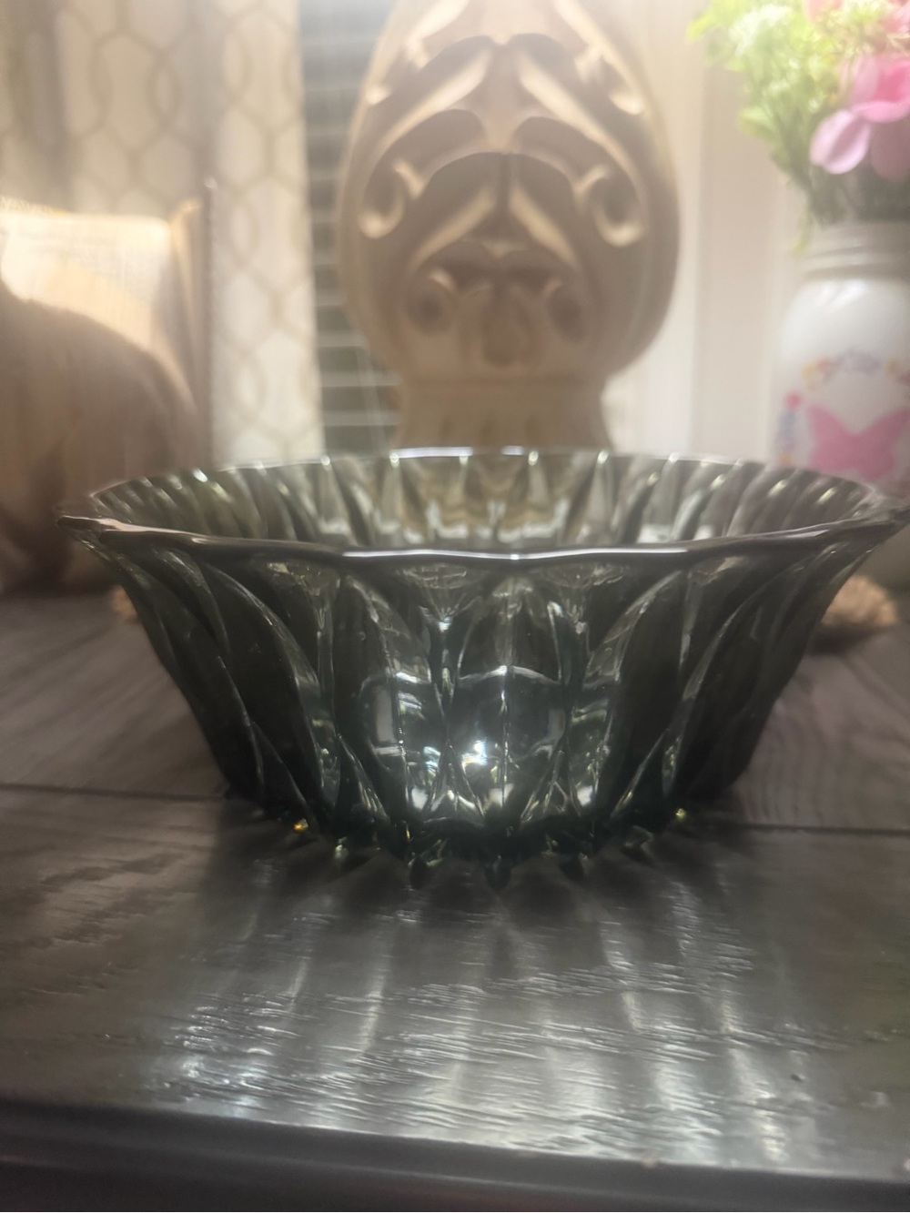 Vintage Libbey Smoke Gray Glass Bowl.